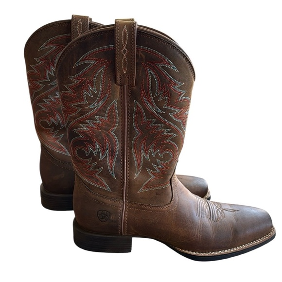 Ariat Other - Ariat Leather Embroidered Square Toe Cowboy Boots Rodeo Western size 10 D